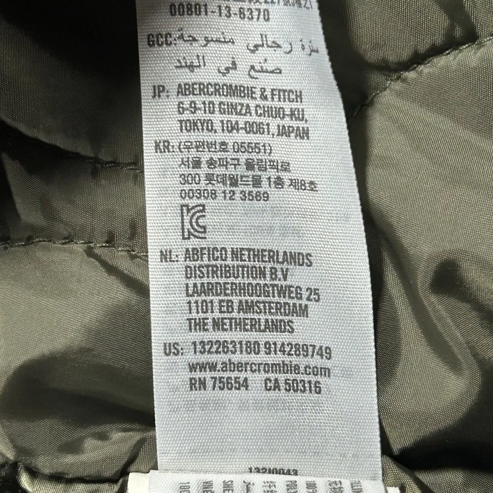 Abercrombie & Fitch Sherpa Lined Military Parka Olive Green Hooded Mens M - Picture 8 of 11